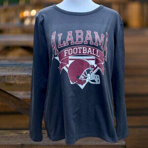 Alabama Crimson Tide Football Long Sleeve Graphic Top Relaxed Fit Blk Medium